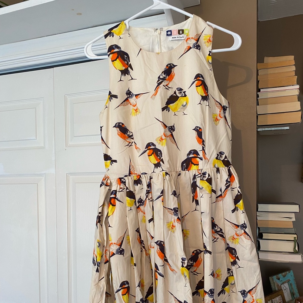MSGM made in Italy bird print dress